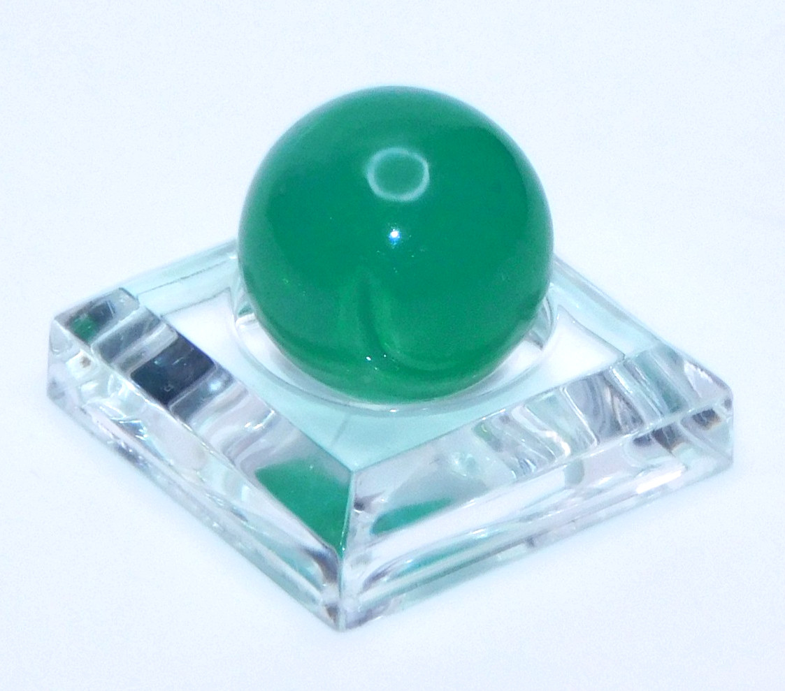 Vintage Glass Marble Green Pontil Small Semi Opaque Swirl Pontil 0.56″ ❤️-52