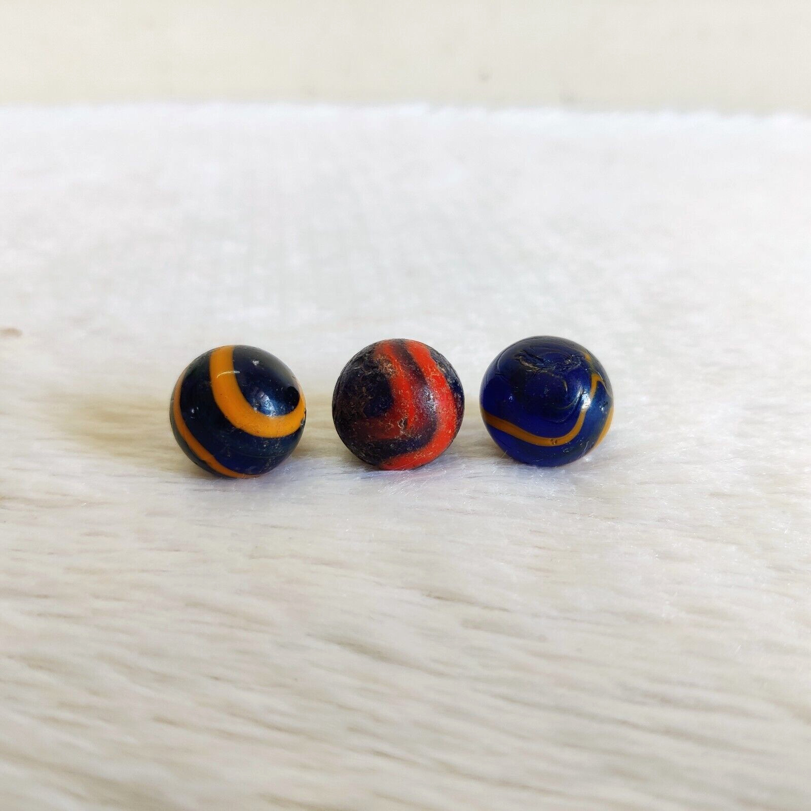 Vintage Old Swirl Glass Marble 3 Pcs Decorative Collectibles G142