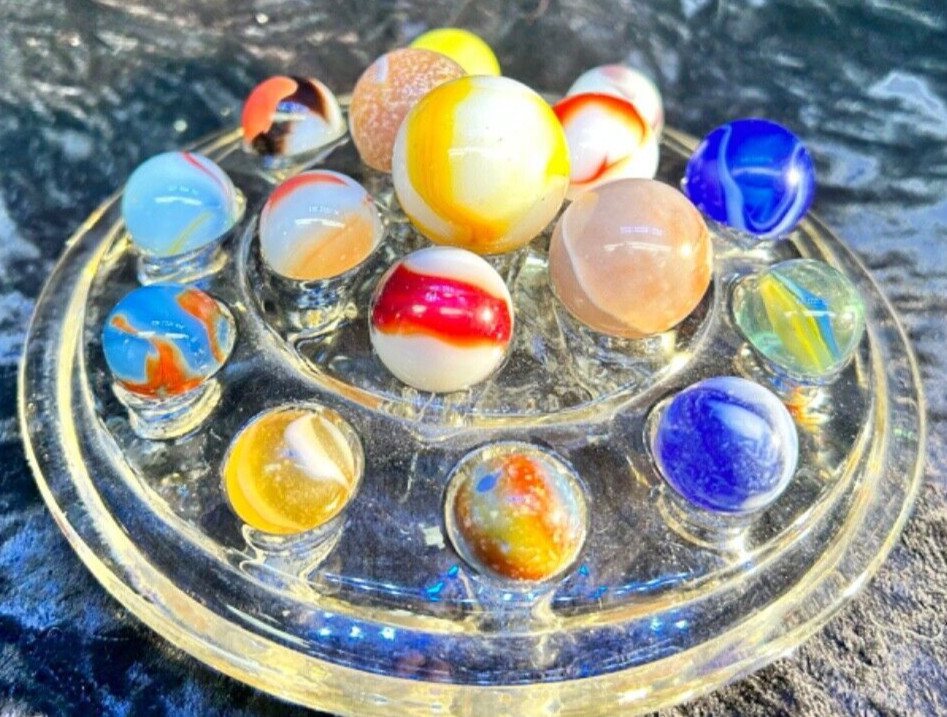 Vintage Glass Marbles Lot Medium – Large You Get Both Sets and the Displays