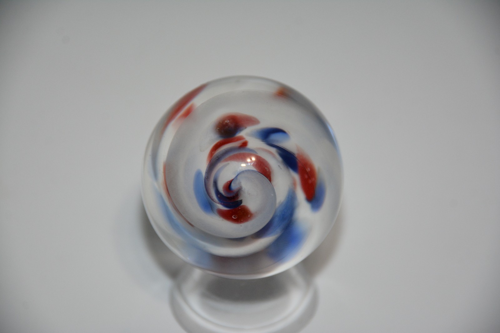 Contemporary art glass handmade borosilicate spiral marble 1.693 inches tall