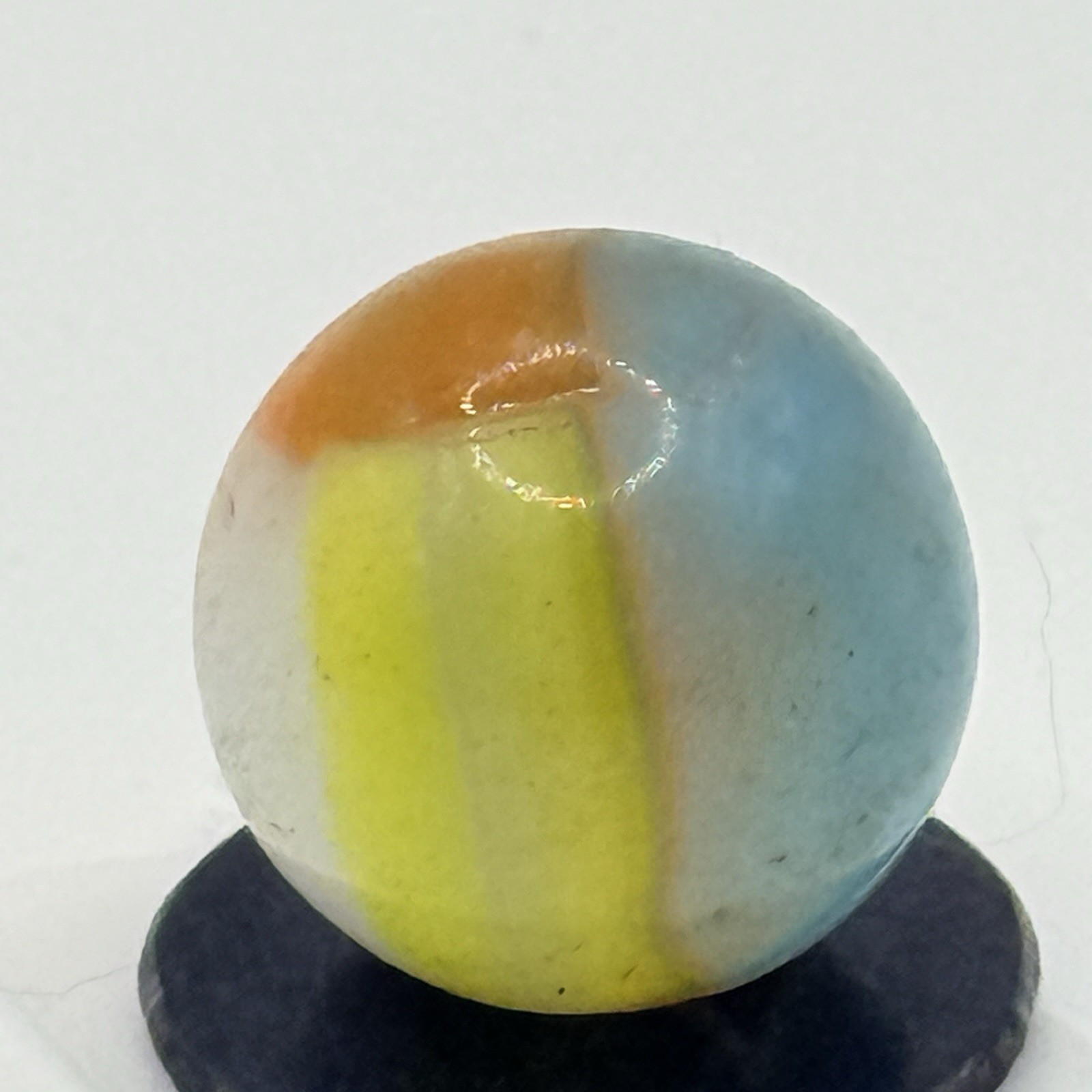Vitro Agate .60″ Robin Egg Blue Yellow Near Mint Seam Imprint Vintage Marble
