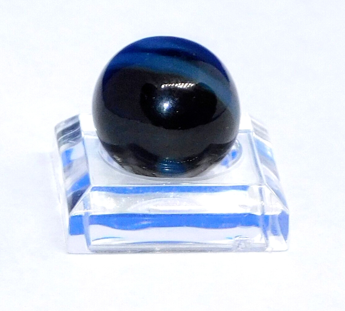 Vintage Marble Black Blue ‘9’ Opaque Swirl Christensen? Pontil NM+ 0.60″ #0-105