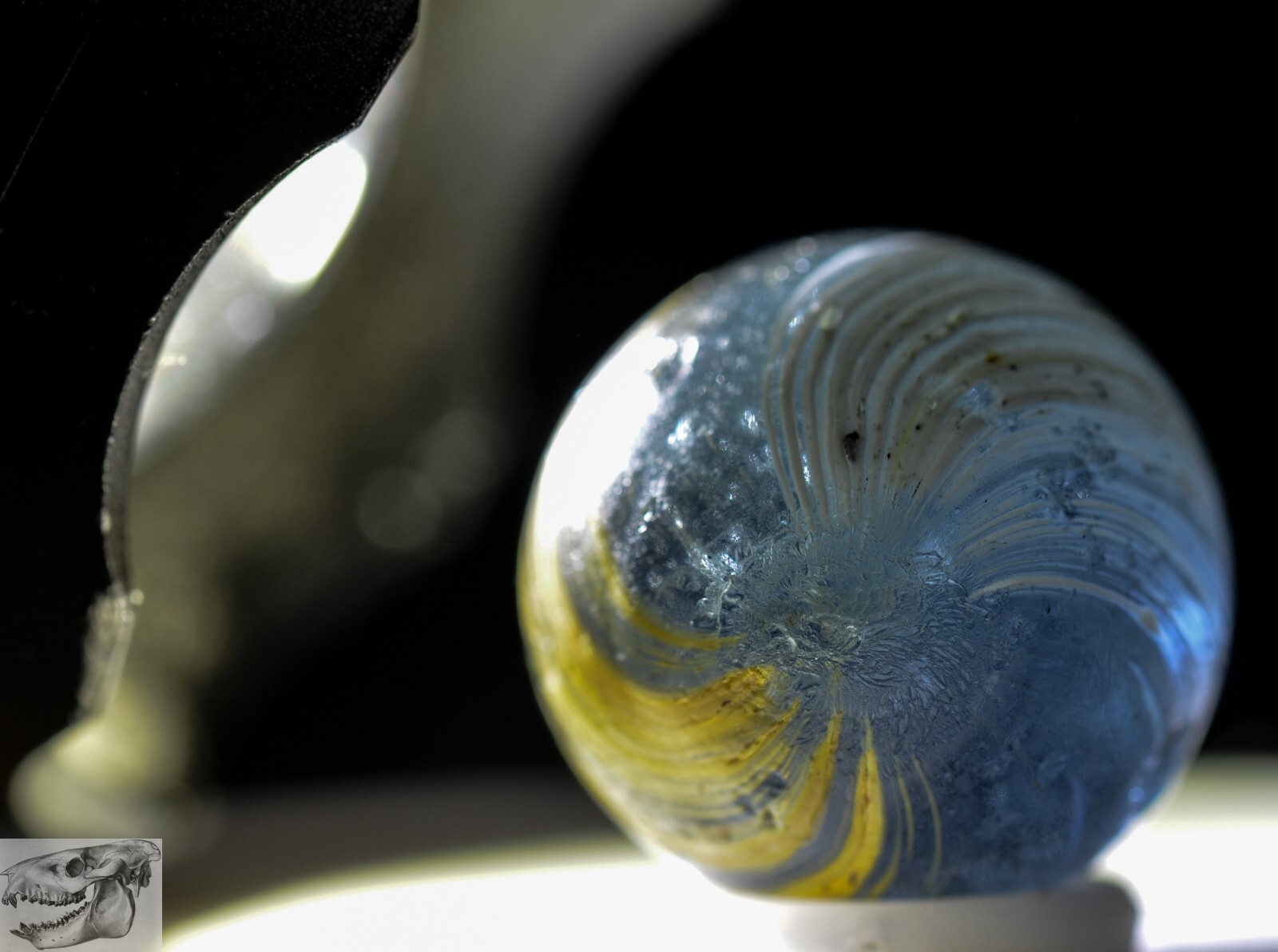 Handmade Indian Blue Maglite Marble, 11/16 in, Good+, Germany, 1860-1920, S1102