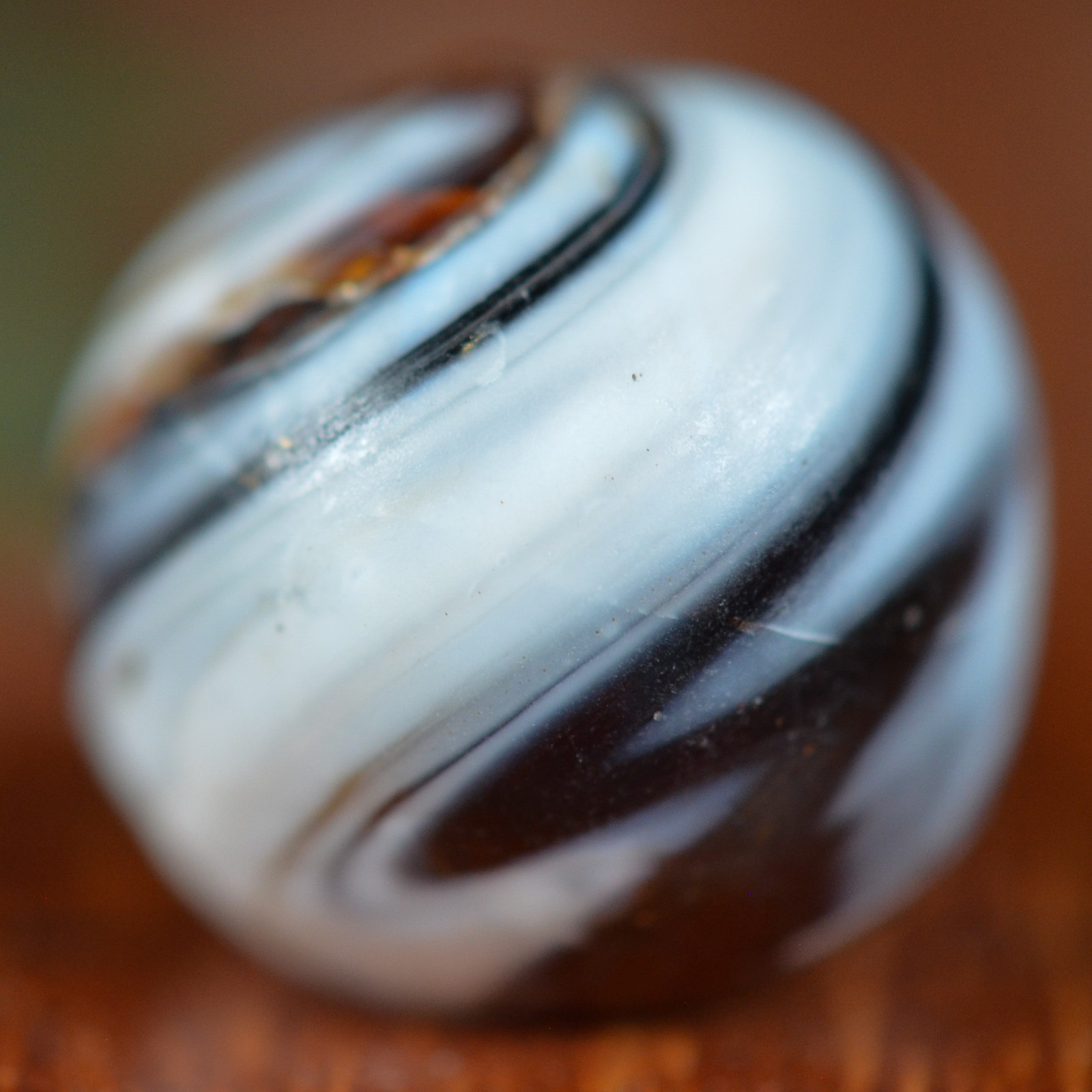 Handmade White and Amber Slag, 2 Pontils, 0.69 in, Good, Germany 1860-1920 S1620