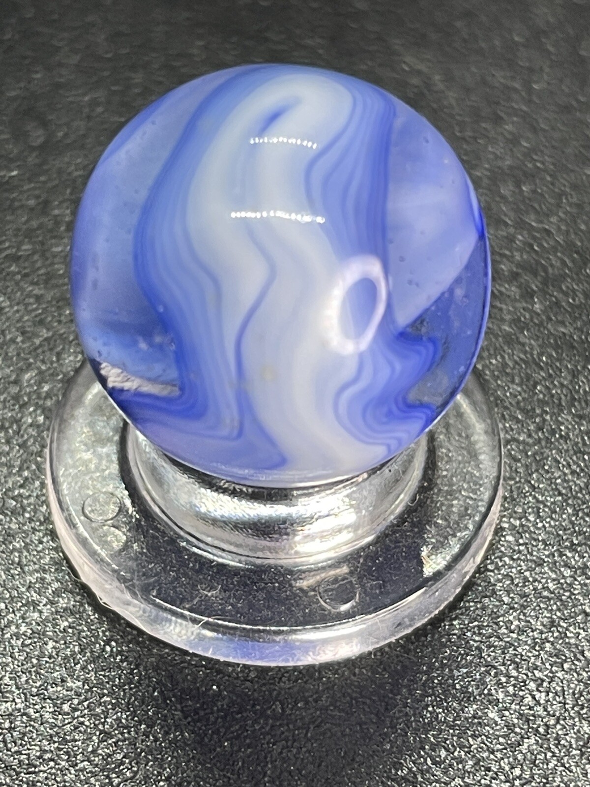 Blue Clear Base Snake Style Swirl Wirepull Alley Or Other Vintage Marbles 0.629”