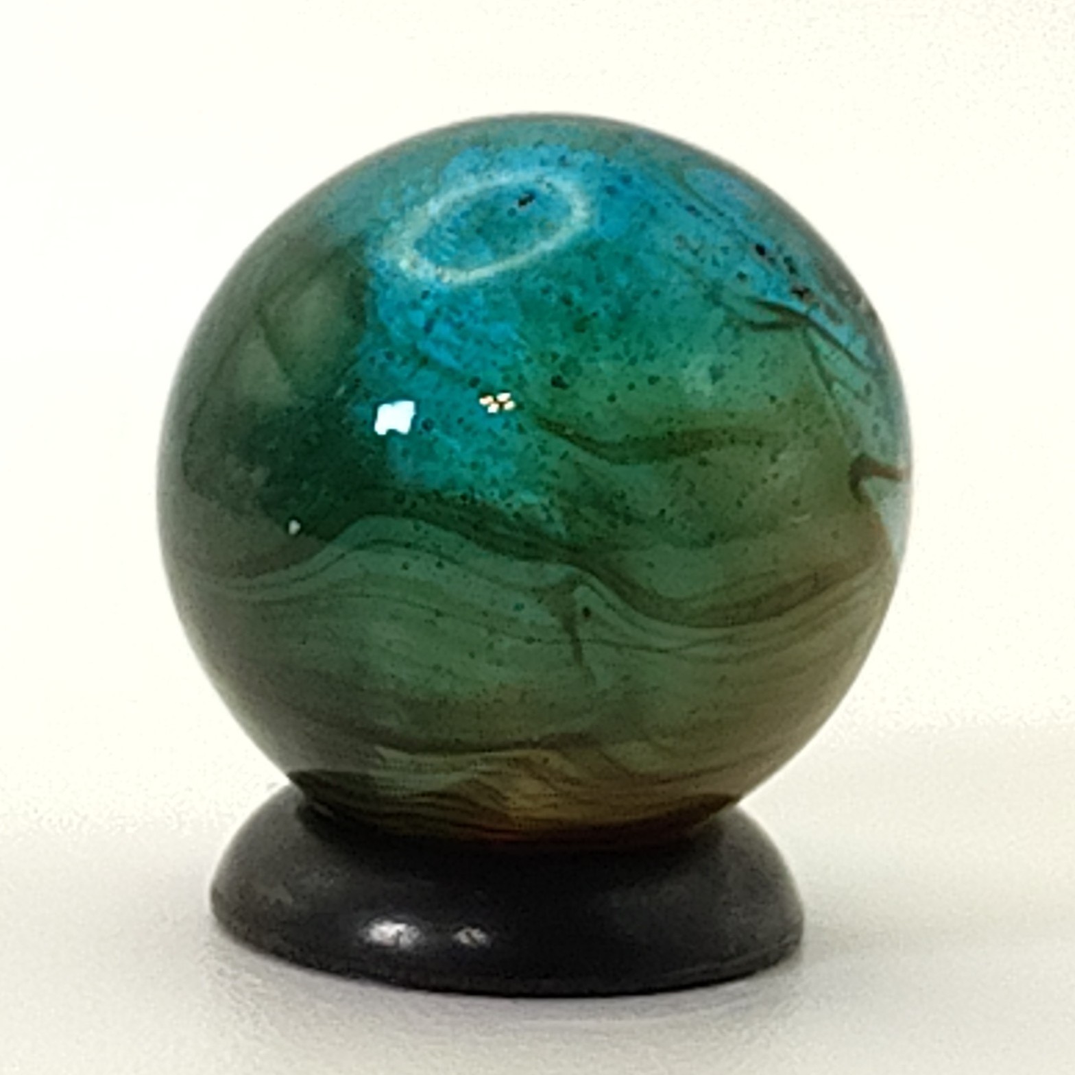 5/8″ VTG Vitro Agate Aquamarine Patch Marble w/oxblood? Great Marble!