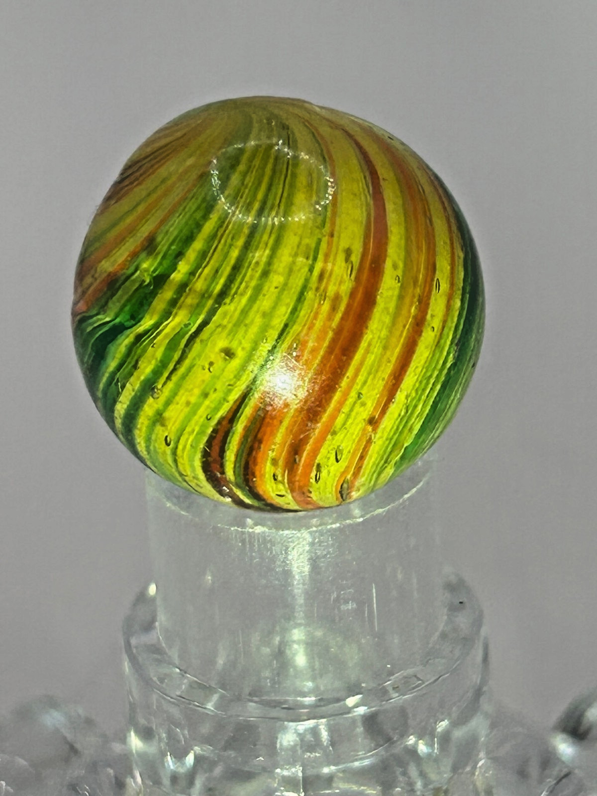 Antique German Handmade Joseph’s Coat Swirl Marble 53/64″ Mint O21
