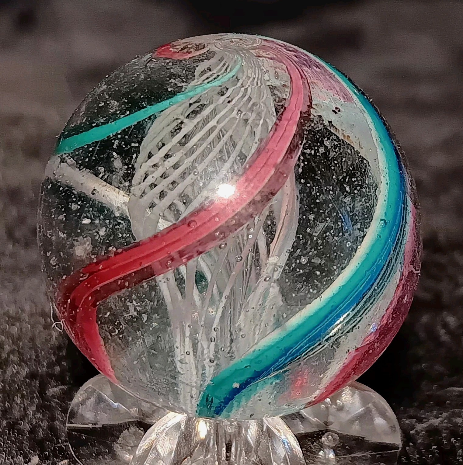 Antique German Latticinio Core Swirl Marble. 1.07″ Mint Condition.