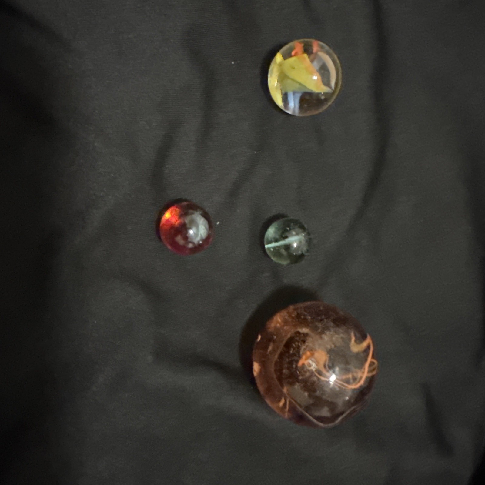 Vintage Marble Collection 40 Lot Glass Clay Swirls Clearies Shooters UV Cadmium