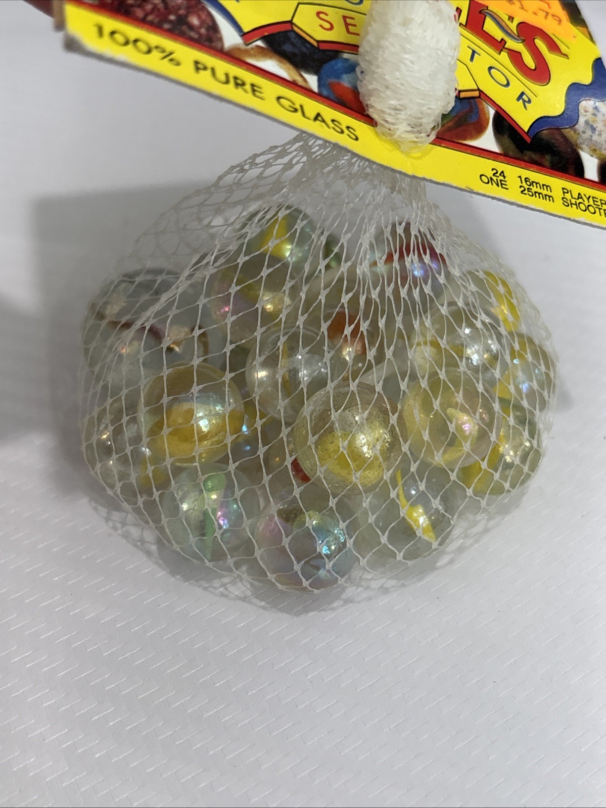 “FLAMES” VACOR MEGA MARBLES Vintage 1990s Net Bag 24 16mm/1 25mm Shooter