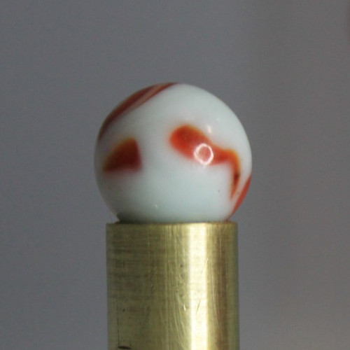PELTIER GLASS MARBLE BROWN FLAME SPIRAL ZEBRA OPAQUE WHITE 5/8″ VINTAGE TARGET