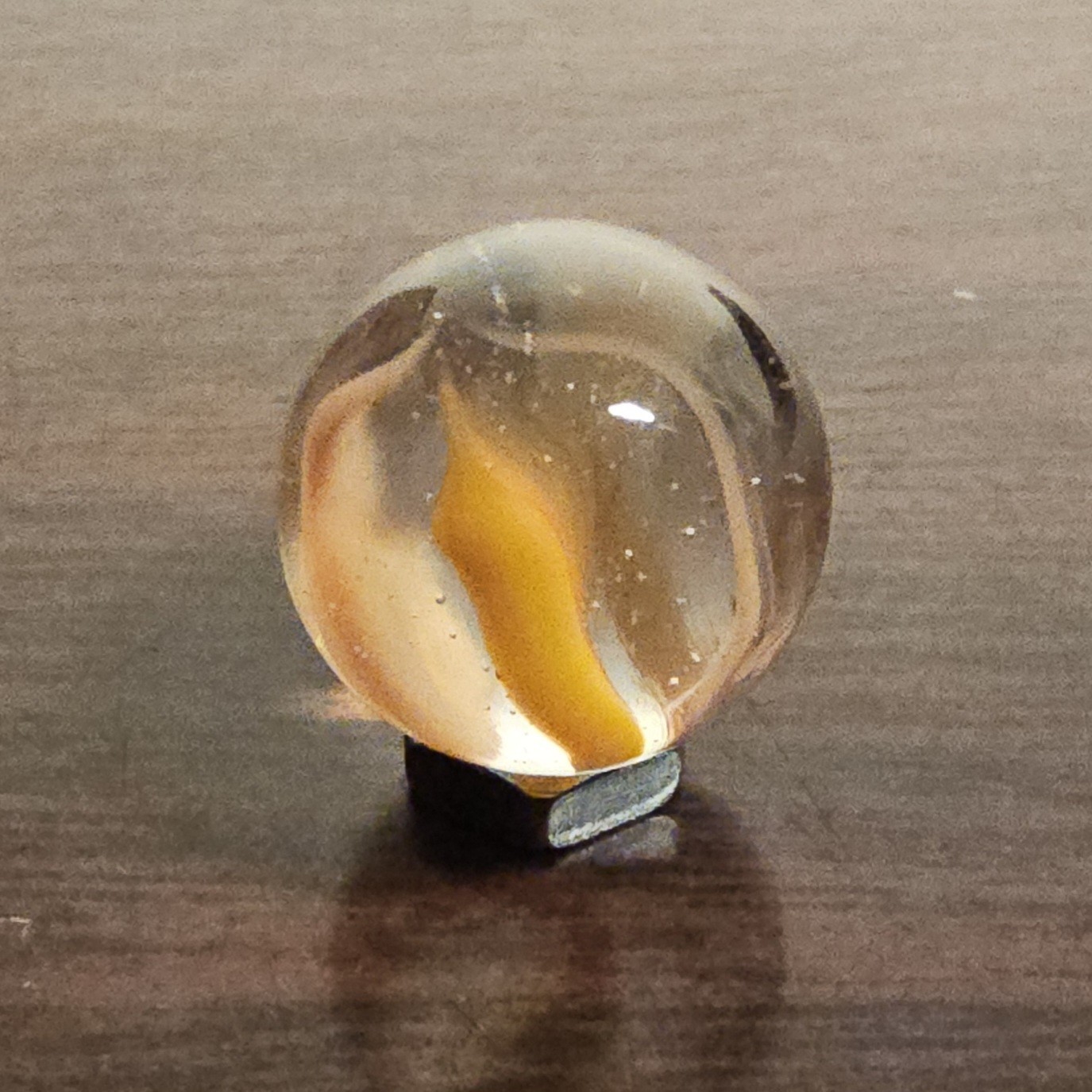 Vintage Vacor Orange Sherbert Spaghetti Ribbon .593″ Glass Marble