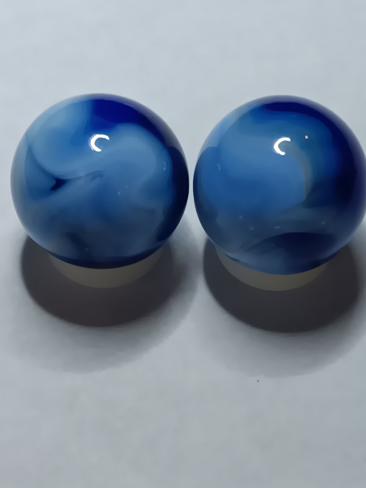Blue Swirl Glass Toy Marbles Set of 2, Swirl Style, .94 inches each. Mint