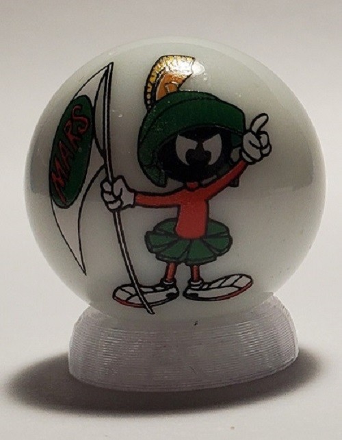 Marvin the Martian w/ Gray Glass 1″ Logo Marble w/ Stand