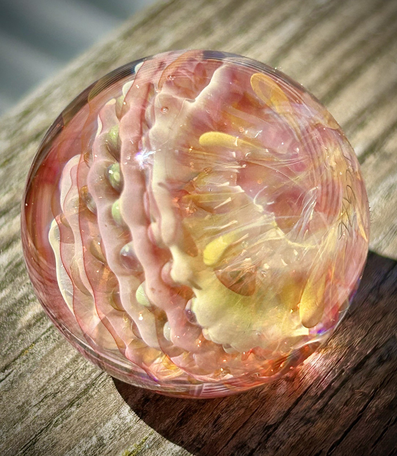 Contemporary Art Glass Marble 1.25″ Fumed Borosilicate MIB Handmade Boro Boyle