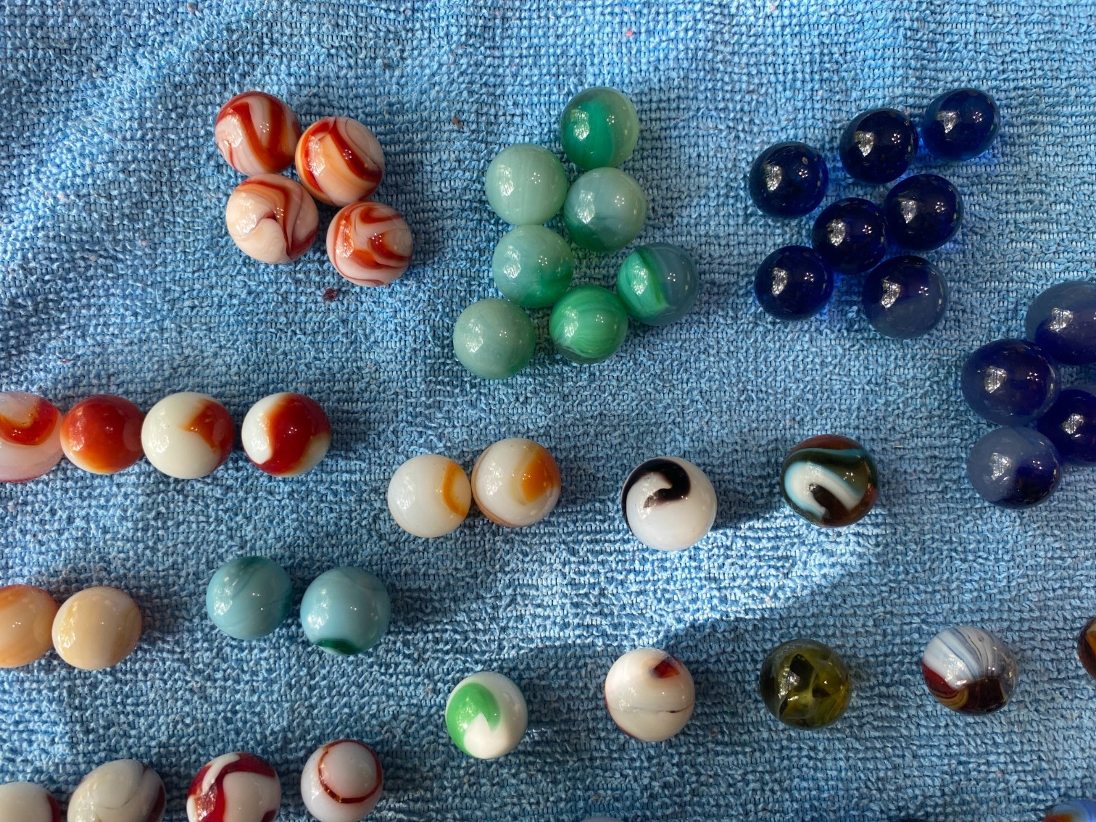 Vintage Lot of 108 Marbles Various Makers Moss Agates Patches Swirl etc