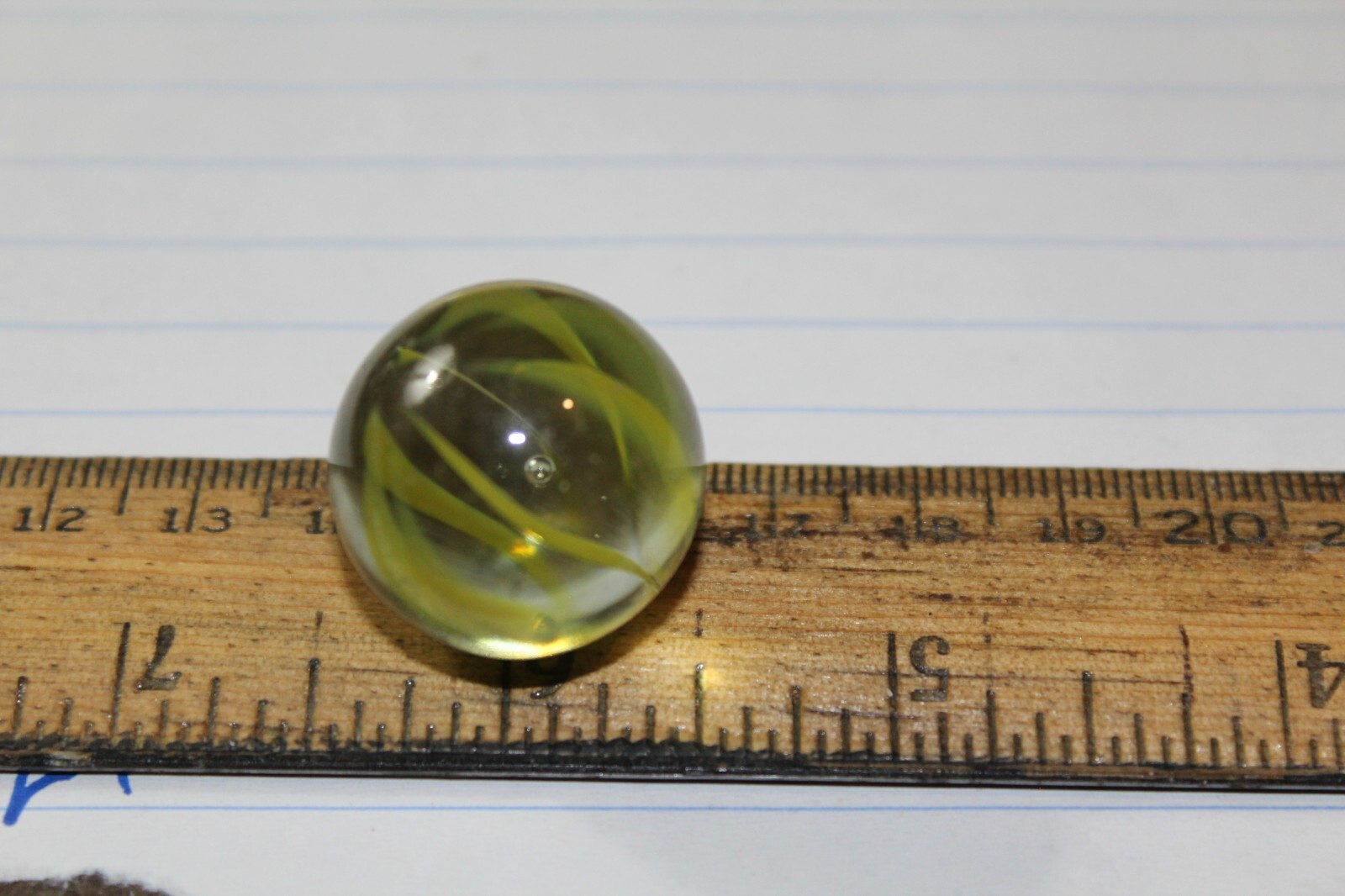 Vintage Machine Made 1″ Shooter Marble Caged Yellow Strands