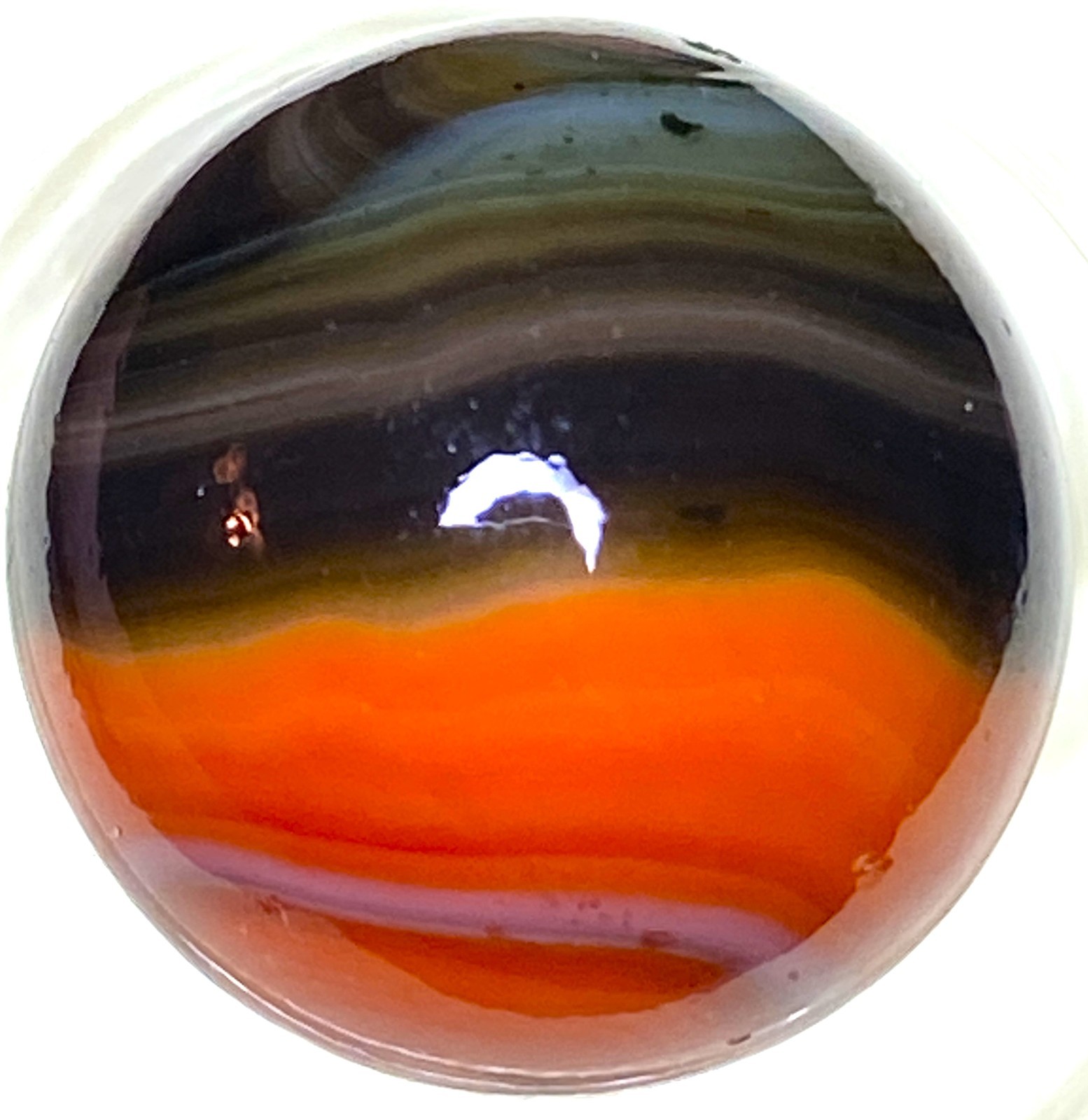 JSUPER BRIGHT ORANGE CONTRAST AVENTURINE SWIRLED SHOOTER .73″ BOX03/151