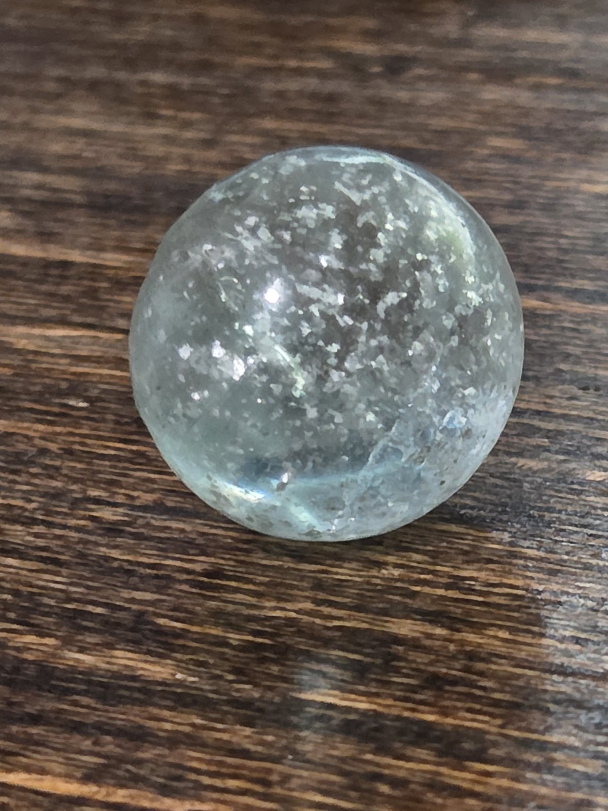 .91″ Vintage German Handmade Mica Marble Clear