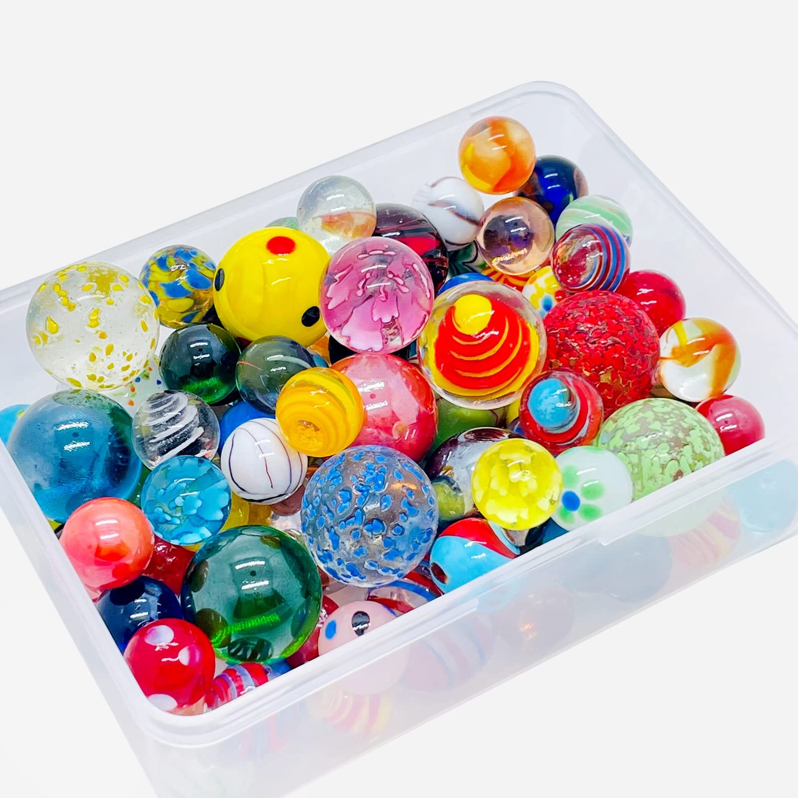 100 Colorful Glass Marbles Bulk Assorted Sizes Glow in Dark for Kids Crafts