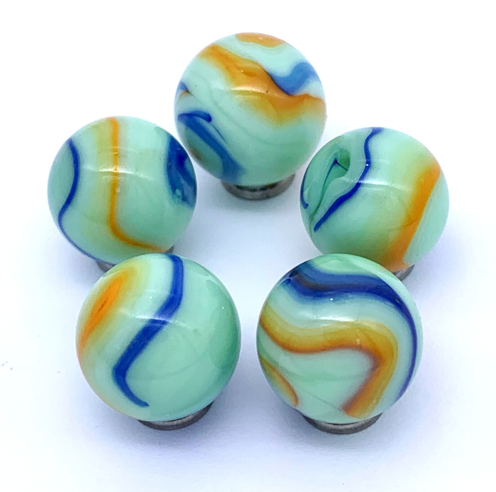16mm “Monet” Early Edition Glass Player Mega Marbles Pk 5 Vacor 2006-11 Retired!