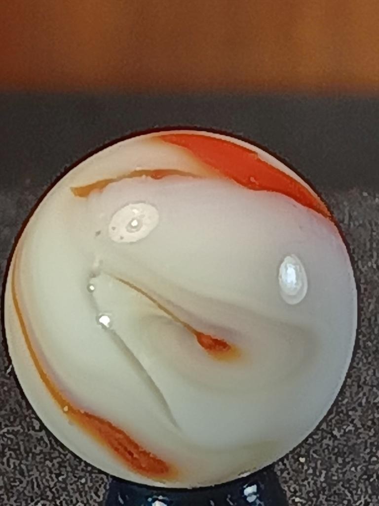 5/8″ Alley Heaton Candy Red Parchment White Swirl NM Serious Marble B130