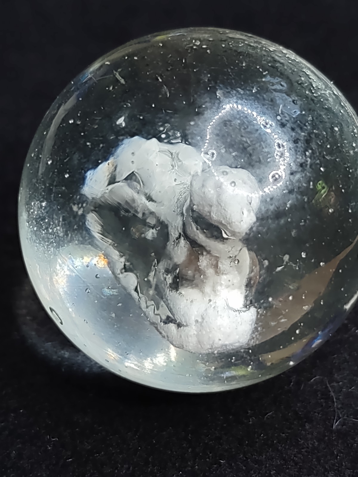 1.23″ SULPHIDE Dog Glass Toy Single Pontil Antique Handmade GERMAN Marble M-