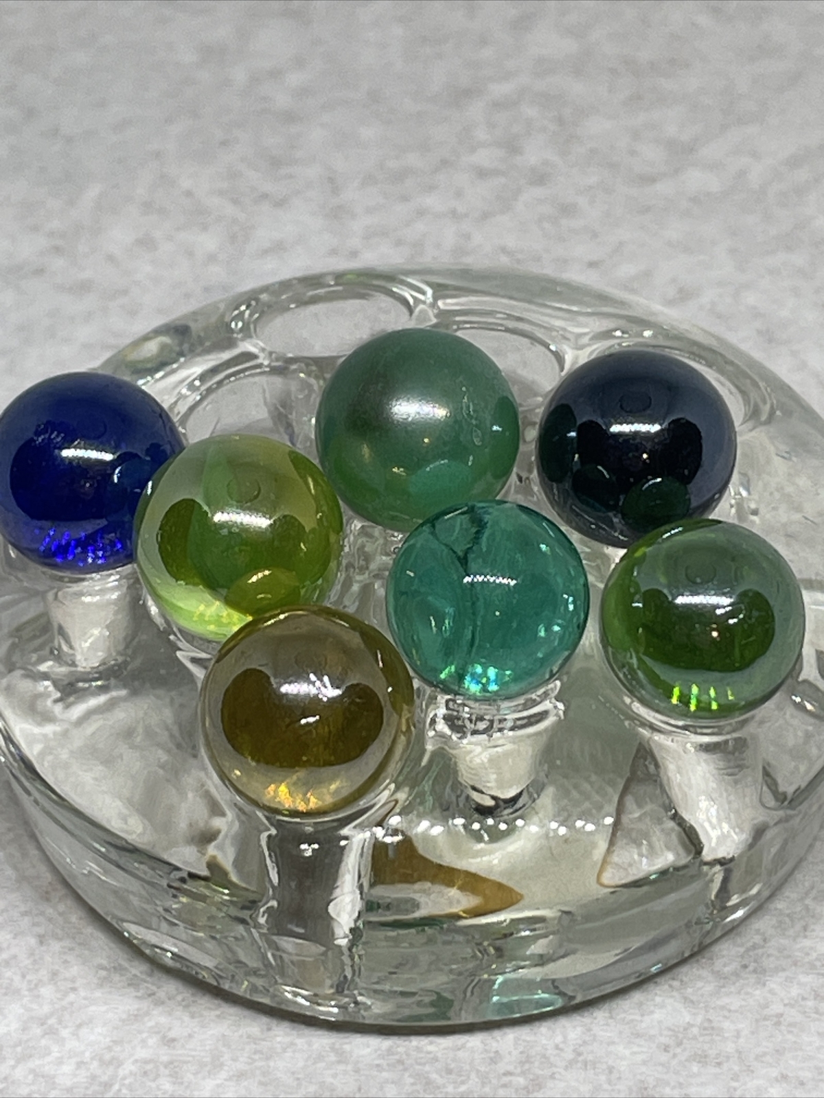 Marble Lot of 7 Vintage Glass Marbles Clear Glass Colors