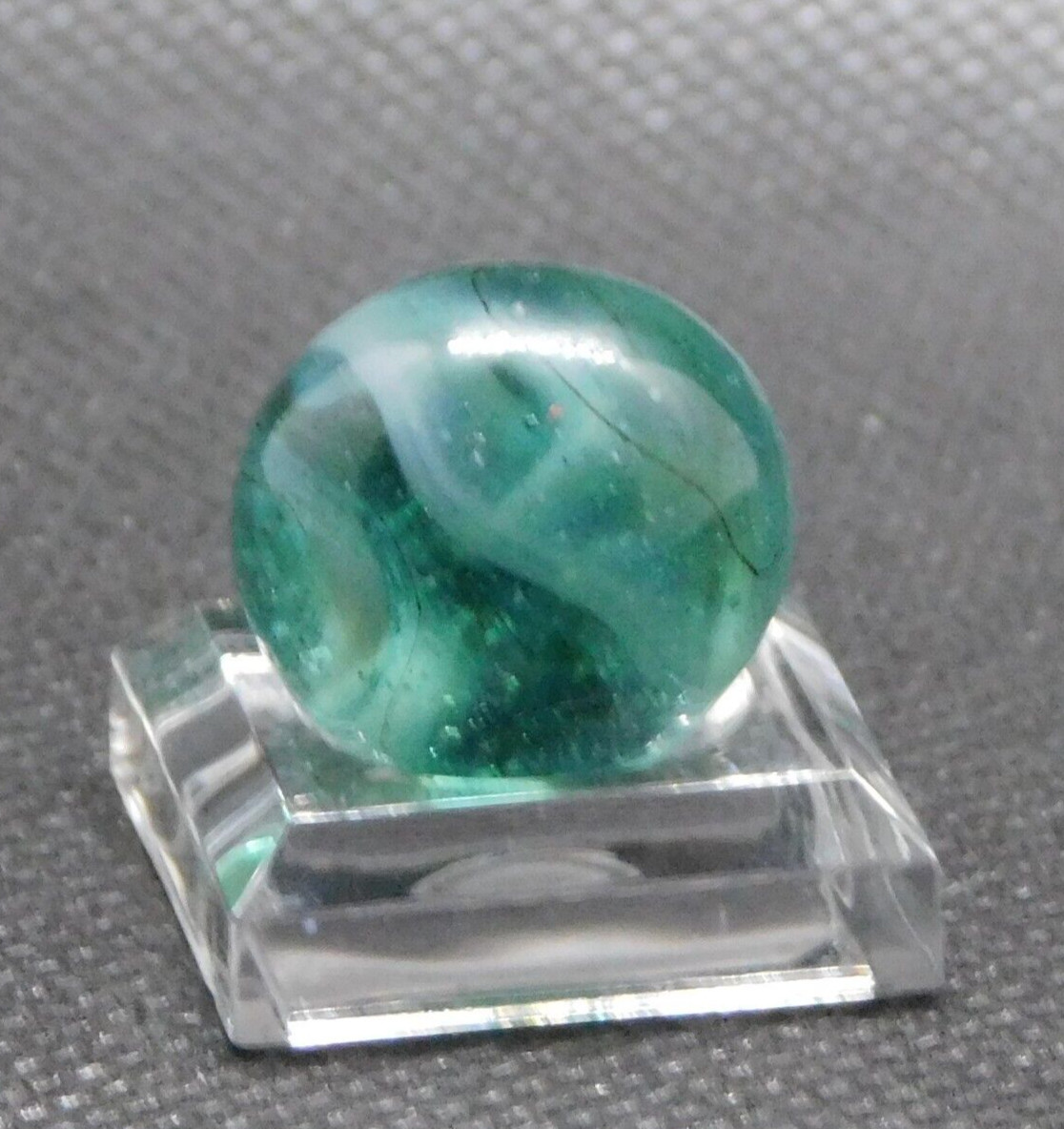 Vintage Marble Transparent Aqua Blue Grey White Slag Ground Pontil 0.62″ #0-75