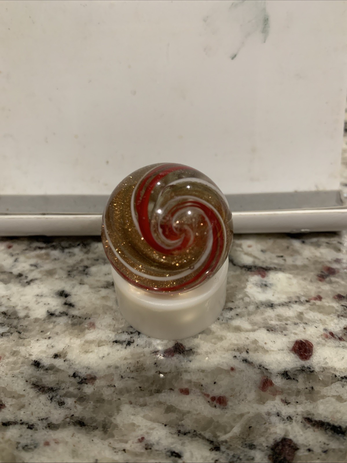 Handmade Contemporary MABRY LEE CAIN III Lutz Swirl Golden PepperMint 1 Inch +