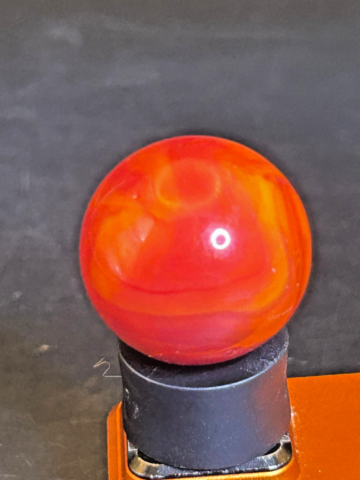 Vitro Agate Tomato Marble Persimmon Orange UV+ Swirl .89″ Near Mint+, SH22