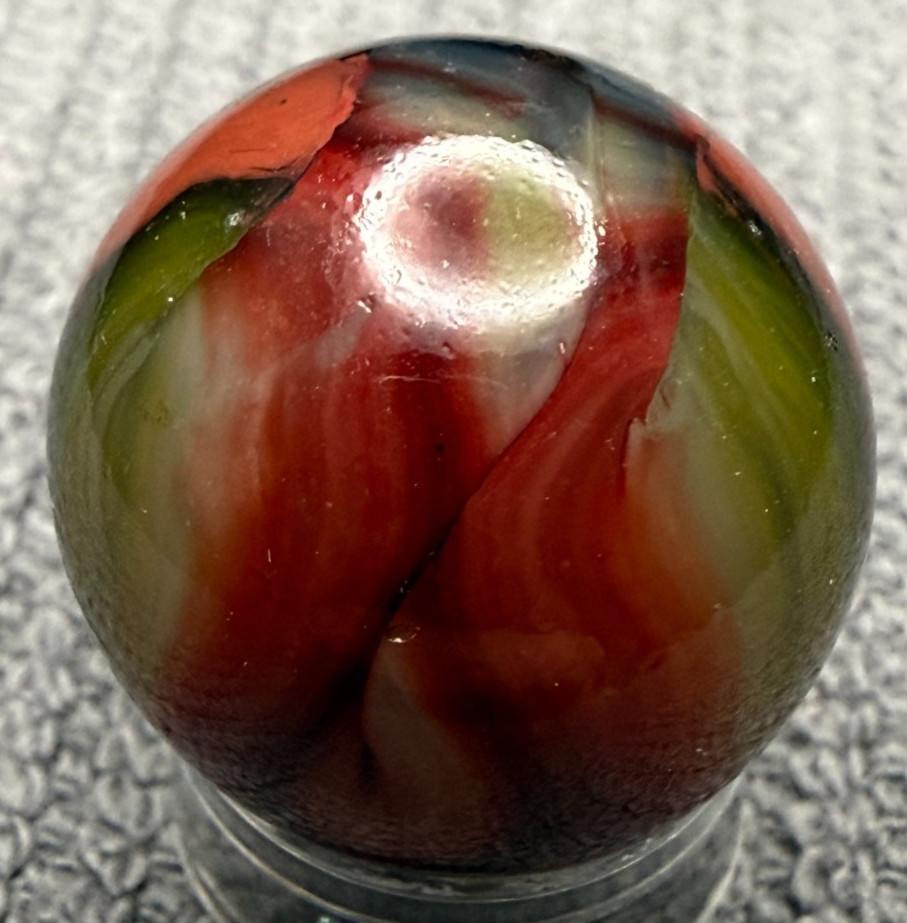 JABO / DAS .75″ Mint UV Glows Oxblood Red Green Swirl Marble (273)