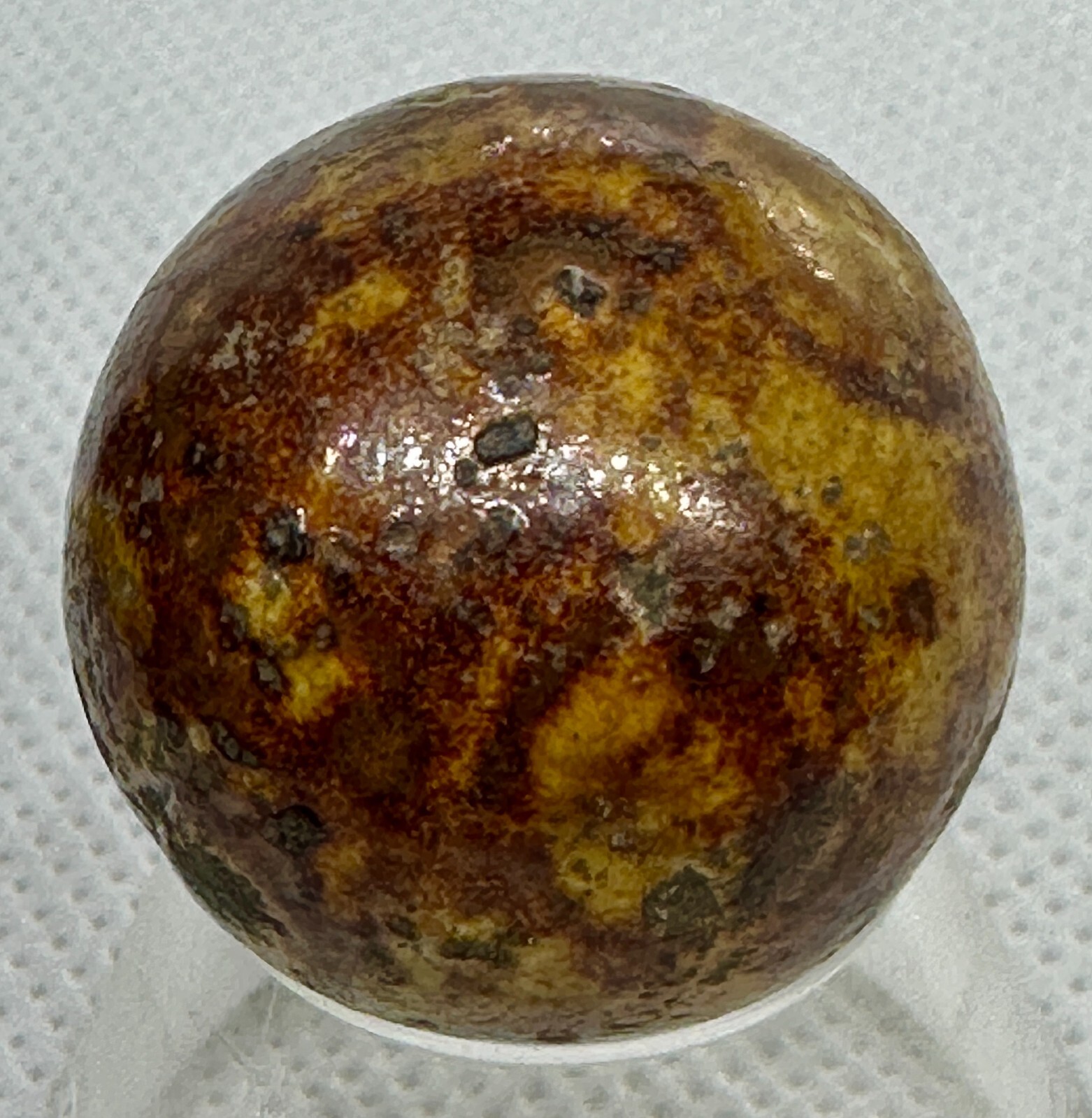 .99″ BENNINGTON MARBLE ANTIQUE BROWN 1800’s HANDMADE GLAZED CLAY 1 only