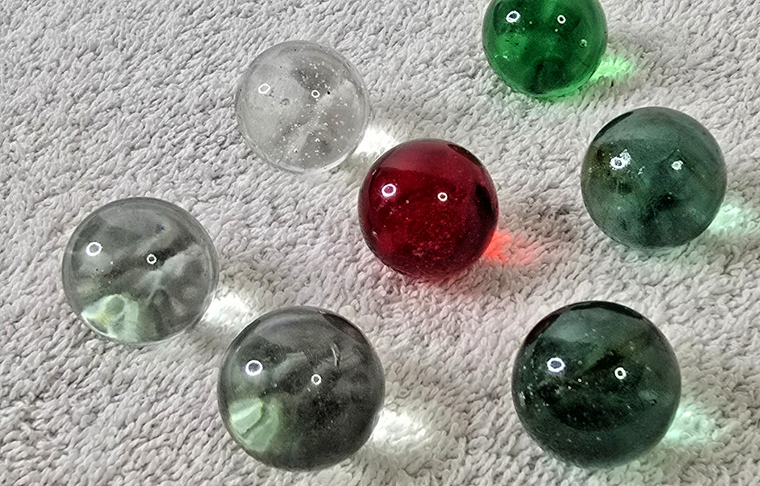 Vintage 1″ Translucent Glass Marble Lot 7 Pcs #2