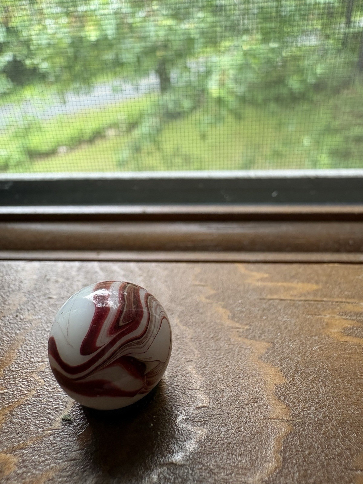 Vintage Marble Lot Swirl Shooter Ribbon Core Red White Orange Glass Marbles 3