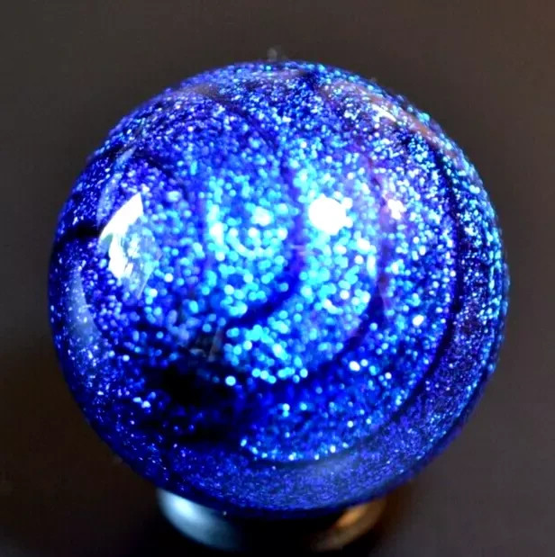 JAMES ALLOWAY GLASS MARBLE/DICHROIC STARDUST IN SAPPHIRE/ROYAL-2 SIZES AVAILABLE