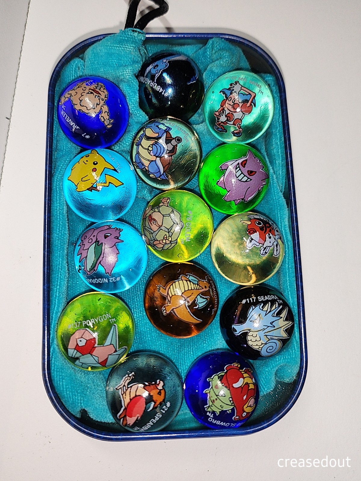 Lot Of 14 Collectible Pokemon Toy Biz Marbles W/bag 09 25 80 94 122 137 148 149