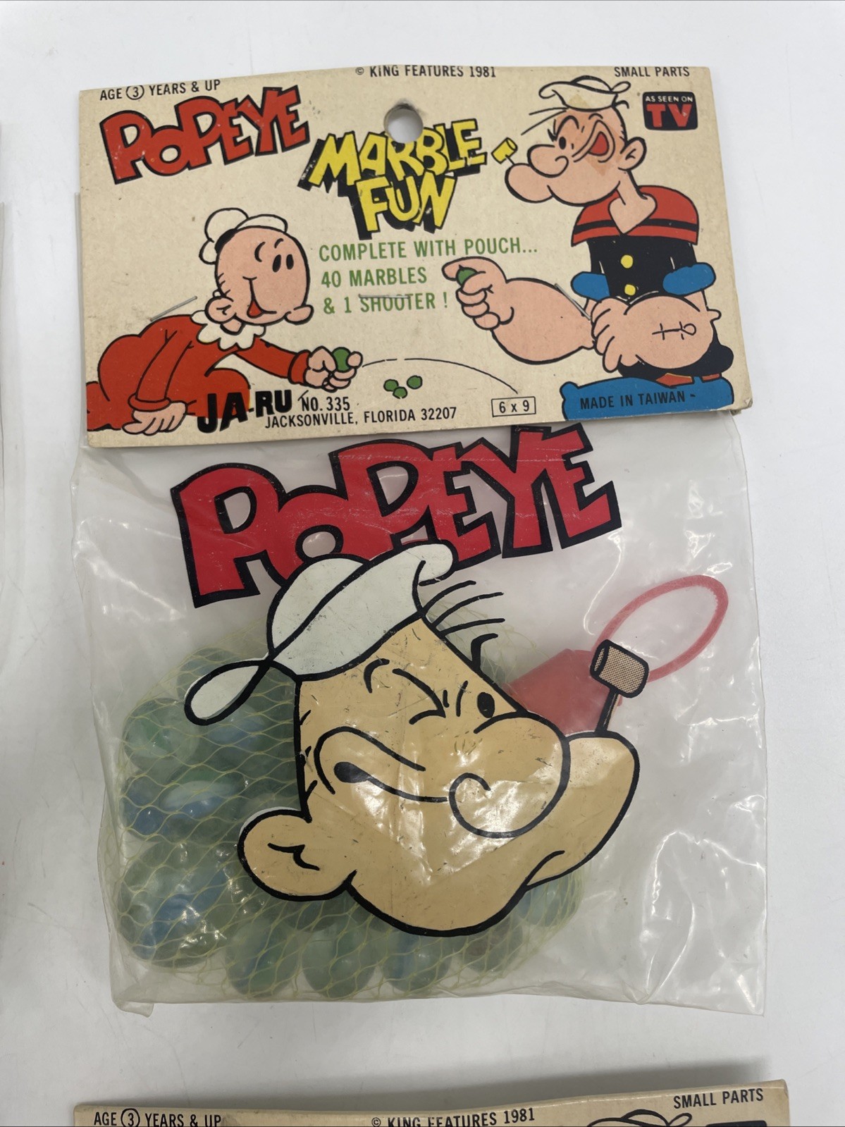Vintage Popeye Marble Fun w/ Pouch 40 Marbles & 1 Shooter Lot (As Seen On TV)
