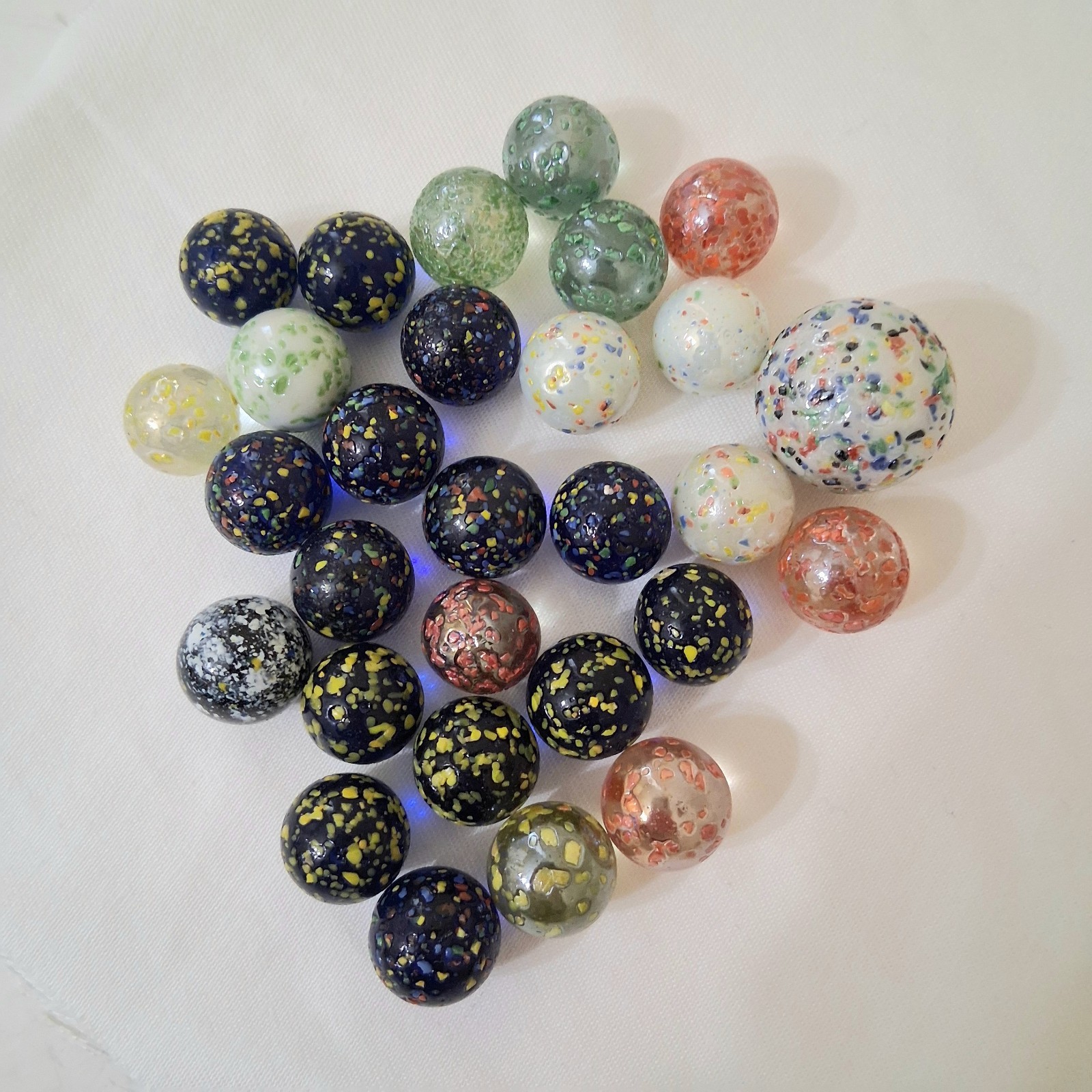 Vintage Glass Marbles Confetti Galaxy Speckled Mixed Lot of 29