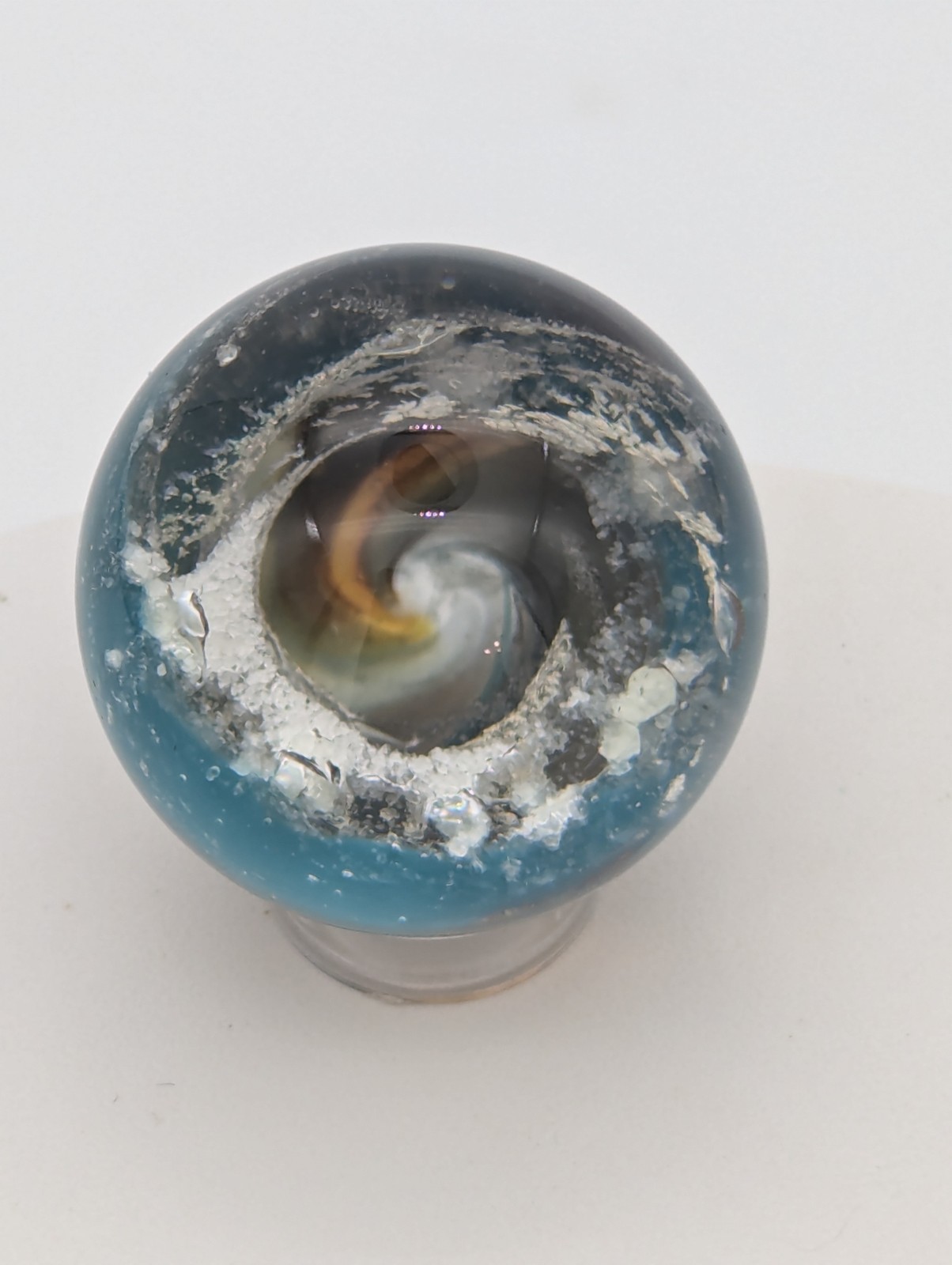 Handmade Glass Marble Blue & Green Implosion Galaxy Art 32mm Spacecore