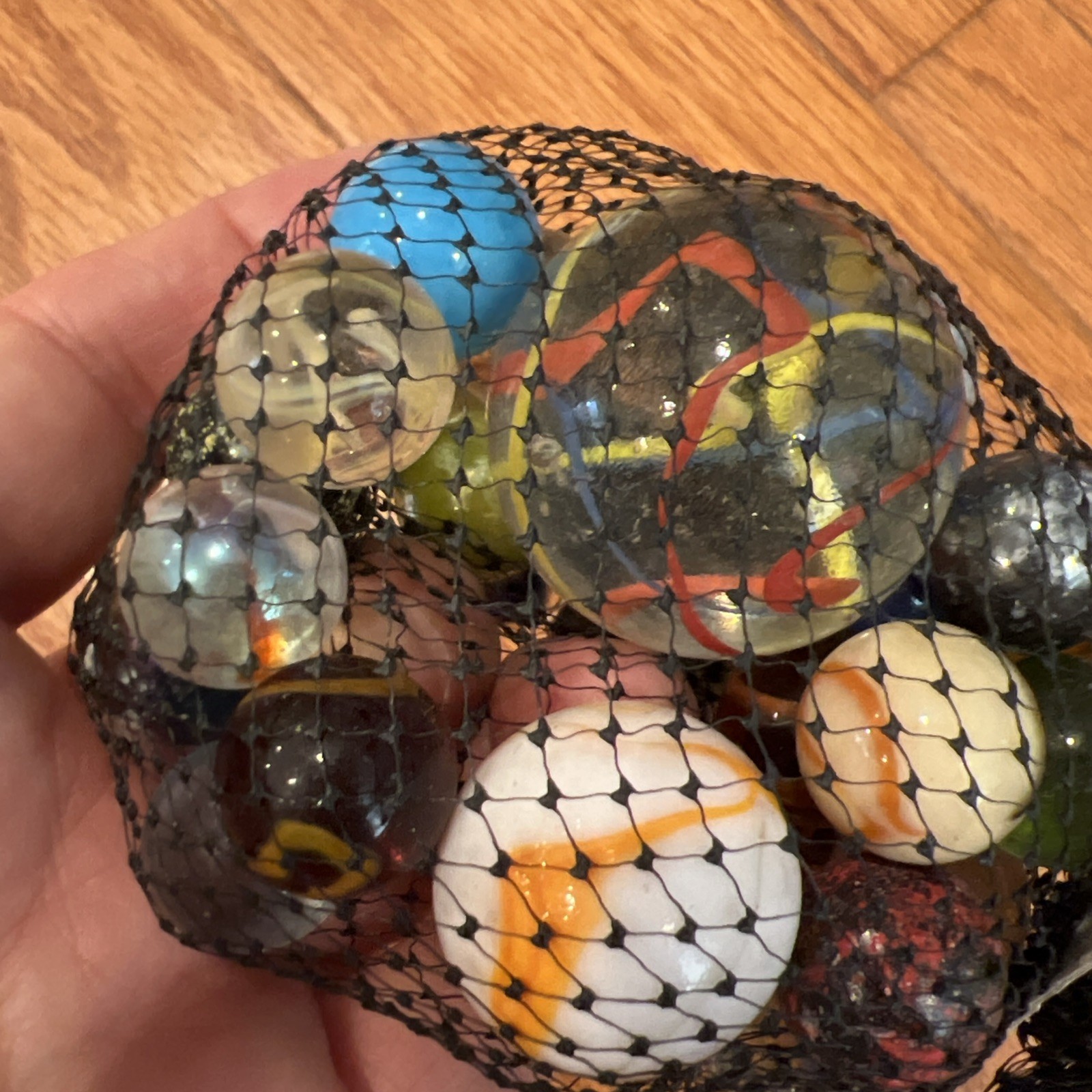 New Classic Mega Marbles Net Bag 10oz Assorted Unique Collectible Marbles