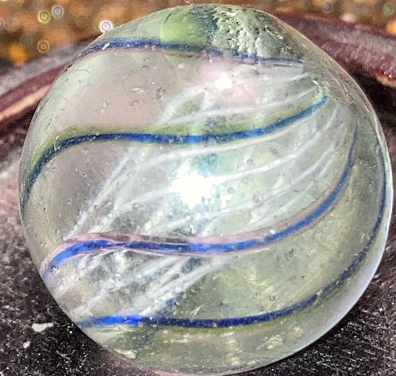 Handmade German Marble Multi Color Divided Ribbon Core Swirl Marble 0.787”