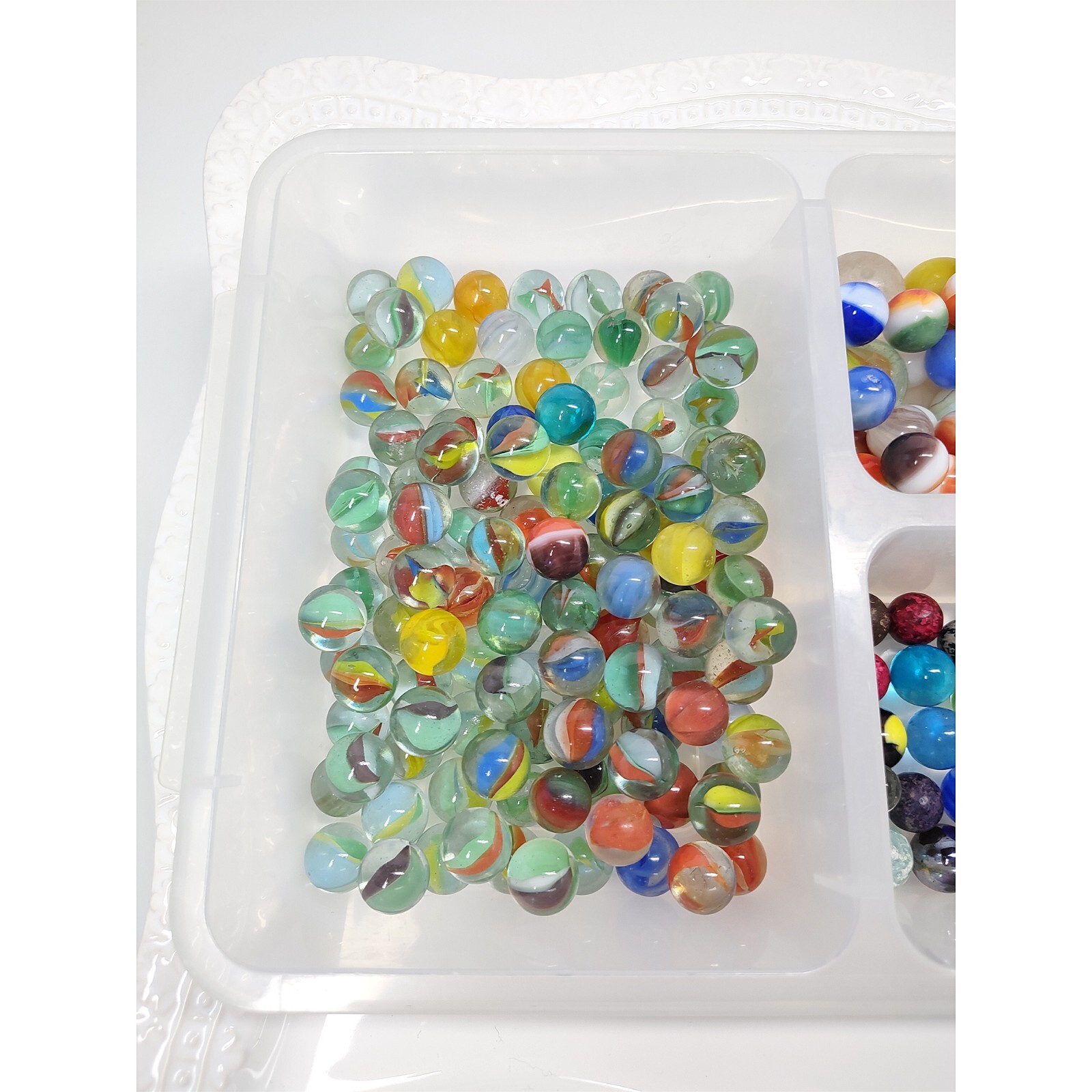Vintage LOT 215+ Estate Marbles CLAY GLASS METAL Swirl Cats Eye Shooters