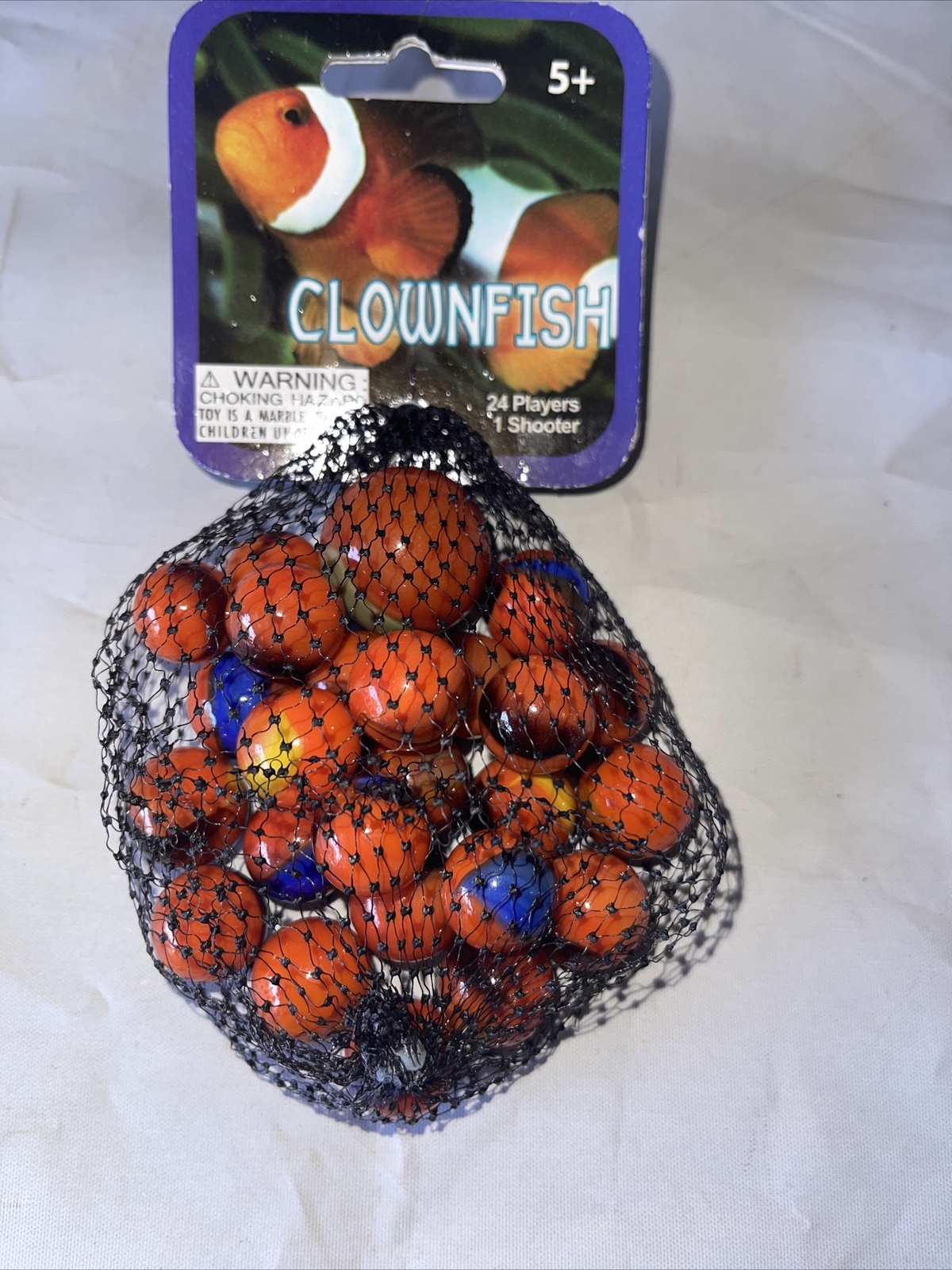 Vintage Net Bag 25 Clownfish Mega Marbles 24 Players & 1 Shooter 6