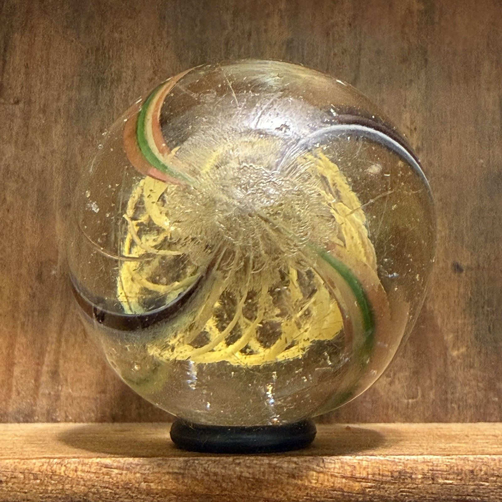 Antique German Handmade Latticinio Swirl Marble 1-7/32” Near Mint | 318