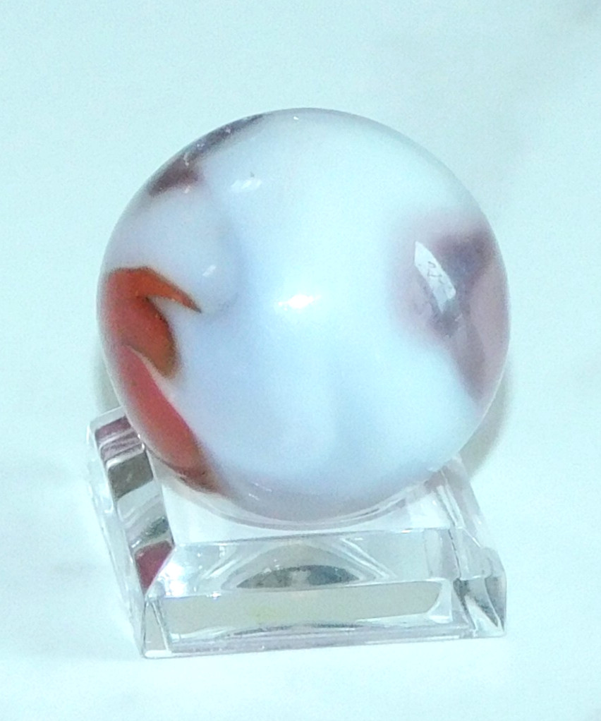 Vintage Marble Shooter Red Purple White Opaque Corkscrew Pontil 0.99″ #0-132