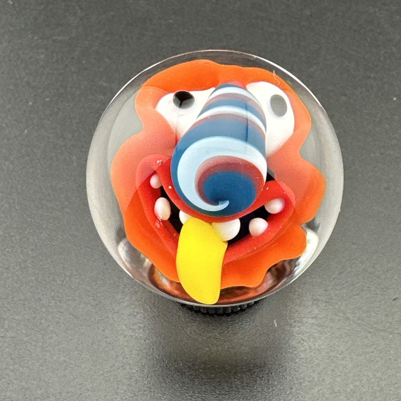 Contemporary Handmade Art Glass Marble 1.11″ Colorful Monster MIB Swirl Nose