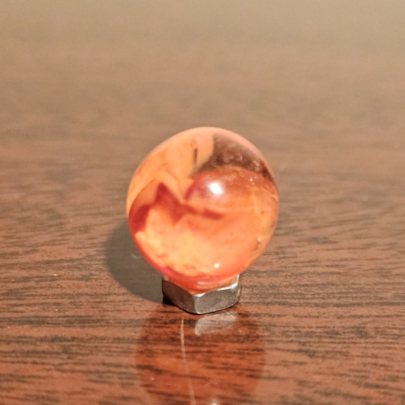 Vintage CE Bogard Orange Floppy 4-Lobe .625″ Glass Marble