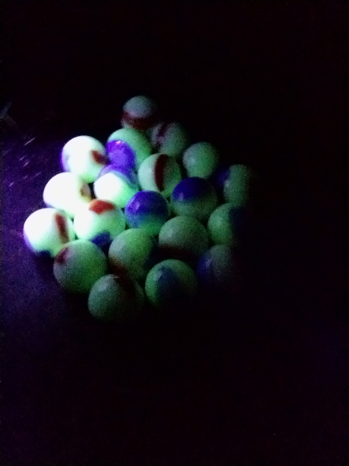 Patriotic (Red White Blue) Liberty Marbles Florescent UV Reactive Uranium Glass