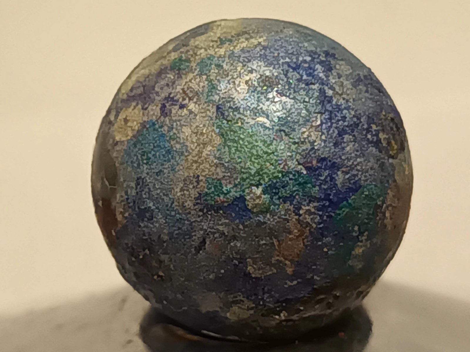 Cool Aqua Blue Planet Themed Design Collectible Handmade Hand Painted Art Marble